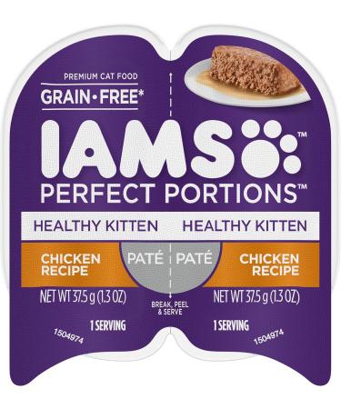 IAMS Perfect Portions Healthy Kitten Wet & Dry Cat Food Bundle Cat Food + Cat Food with Chicken Chicken - Kitten 75 g (Pack of 24) - Buy Online on SooperMarket.com