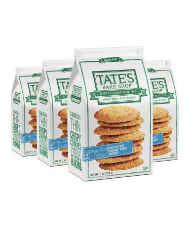 Tate's Bake Shop Gluten Free Coconut Crisp Cookies, Gluten Free Cookies, 4 - 7 oz Bags Coconut Crisp 7 Ounce (Pack of 4)