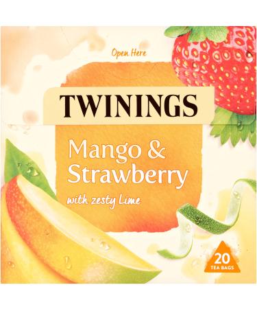 Twinings Mango Strawberry and Lime Fruit Tea 20 Tea Bags (Pack of 1) Strawberry 20 Count (Pack of 1)