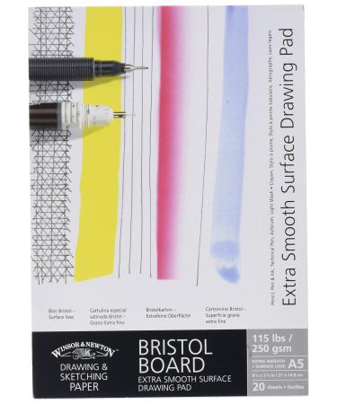Winsor & Newton A5 Extra Smooth Bristol Board Gummed Pad Drawing pad - glued DIN A - Zeichenblock White