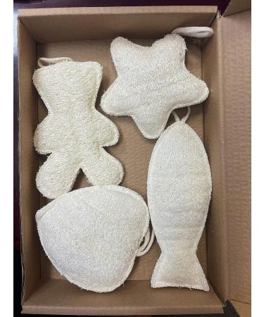 Natural Loofah Sponge Set - Fun Shaped 4 Pack - Buy Online on SooperMarket.com