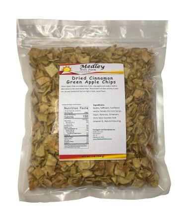 Medley Hills Farm Dried Cinnamon Green Apple Chips 1 Lb in Resealable Bag "Made in the USA" 1 Pound (Pack of 1)