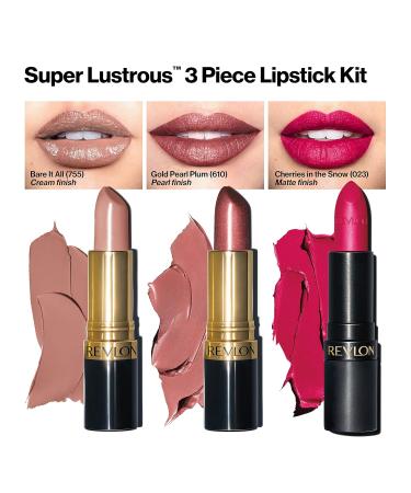 Revlon Super Lustrous Lipstick Set - 3 Piece High Impact Multi-Finish Gift Set - Buy Online on SooperMarket.com