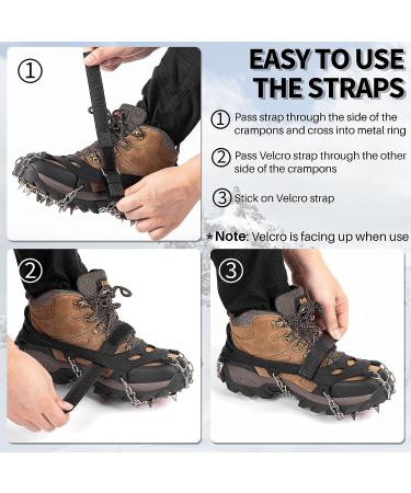 Miracol 23/24-Spikes Stainless Steel Ice Cleats for Men and Women - Anti-Slip Traction Grips for Snow Shoe, Ski, Fishing, Climbing - Black X-Large - Buy Online on SooperMarket.com
