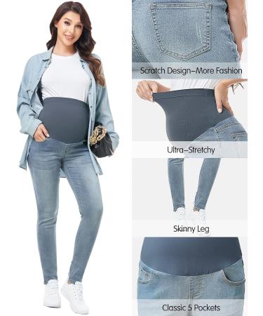 PACBREEZE Women's Maternity Jeans XL - Light Blue High Waist Denim Skinny Pants - Buy Online on SooperMarket.com