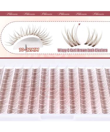 PHKERATA Brown Cluster Lashes Kit Brown Individual Eyelashes Wispy C Curl Brown Eyelash Clusters 156Pcs Natural Lashes Individual Cluster with Lash Glue Bond and Seal Lash Extension Kit 10-12MM Wispy Brown Kit - Buy Online on SooperMarket.com