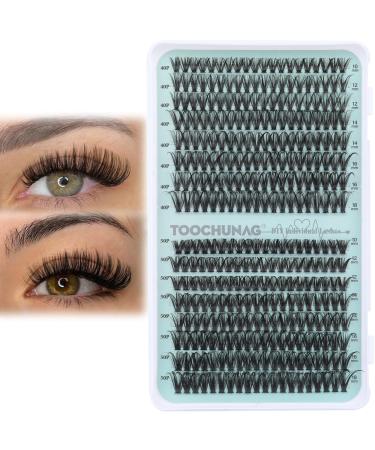 Individual Lashes 40D+50D 320 Clusters Lash Extension 10-18MIX False Eyelash Clusters Natural Fluffy Individual Eyelashes Extensions DIY at Home by TOOCHUNAG B-40D+50D