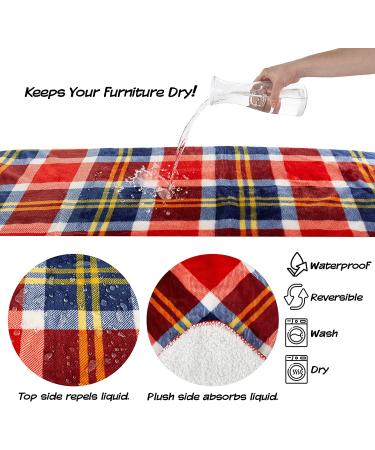 Petmaker Waterproof Pet Blanket 50x60 - Reversible Plaid Throw for Couch, Car, Bed - Large Red Dog and Cat Blanket - Buy Online on SooperMarket.com