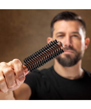 ZilberHaar Styler Hair and Beard Brush - 1.3 Stiff Boar Bristles - Round Brush with Pearwood Handle - 222 Bristle Plugs - Beard Grooming Brush for Men - Buy Online on SooperMarket.com