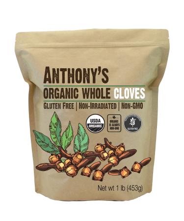 Anthony's Organic Whole Cloves, 1 lb, Gluten Free, Non GMO, Non Irradiated, Keto Friendly 1 Pound (Pack of 1)