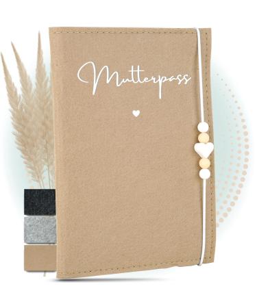 MAHEWA Premium Mother Pass cover made of felt fabric for German mother pass |Handmade Mother Pass Protection Capital Maternity Pass cover (beige mother-pass envelope Mother Pass) Beige Mutterpass cover "Mother Pass"