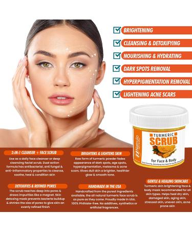 Natrulo Turmeric Face Scrub - All-Natural Brightening Mask for Acne & Glowing Skin - Detox Clay Mask for Even Tone & Toxin Removal - Buy Online on SooperMarket.com