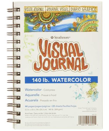 Strathmore 460-55 400 Series Visual Watercolor Journal, 140 LB Cold Press, 5.5"x8", 22 Sheets , White 5.5x8.5 Watercolor 140LB