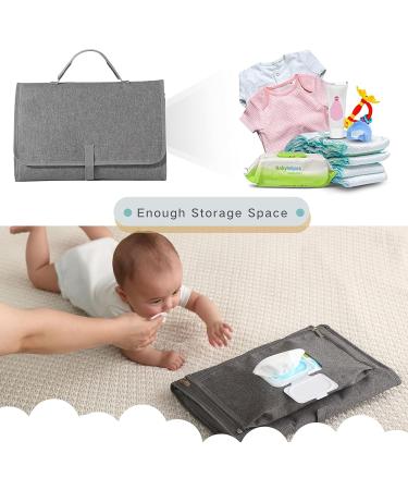 JanYoo Baby Portable Changing Pad with Wipes Pocket - Waterproof Travel Mat in Grey - Buy Online on SooperMarket.com