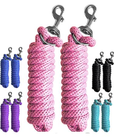Majestic Ally Pack of 2 Solid Poly Lead Rope for Horses & Livestock 10 Foot Long and 5/8 inch Thick - Replaceable Heavy-Duty Bolt Snap Handmade Soft Broken in Feel (Pink) Pink 10 feet long - Buy Online on SooperMarket.com