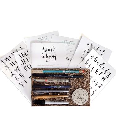 Wildflower Art Studio Brush Lettering Calligraphy Kit   Award-Winning Starter Set for Beginners   Includes Instruction Book  Tracing Pad & Supplies   Gift Set - Kids  Teens  Adults