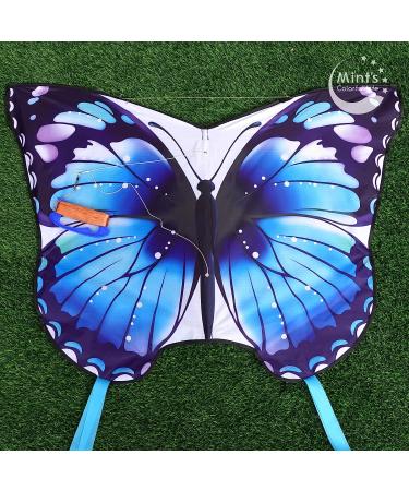 Mint's Colorful Life Butterfly Kite - Easy-to-Fly Large Single Line Kite for Kids & Adults | Perfect for Beach Fun | 300 FT String & Kite Handle Included (Blue) - Buy Online on SooperMarket.com