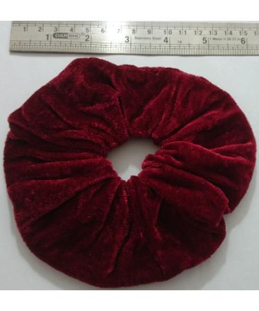 Aadya PAIR OF EXTRA LARGE (15CM) VELVET HAIR SCRUNCHIES ELASTIC SCRUNCHY HAIR BOBBLES (MARRON)