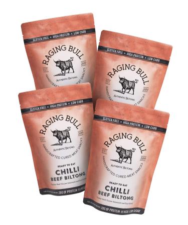 Raging Bull Chilli Beef Biltong - authentic South African biltong. Made with natural ingredients & our multi-award-winning skills. Deliciously tender high protein low carbs & gluten free snacks. 1kg. 1 kg (Pack of 1)