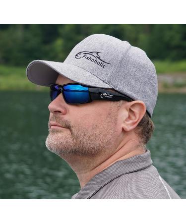 Fishoholic Polarized Fishing Sunglasses -5 Color Options- w Case Pouch UV400 Fishing Gift Gloss Black Blue Mirror - Buy Online on SooperMarket.com