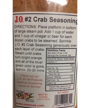 J.O. Crab Seasoning #2 32oz - 2lb (1 Pack) | Authentic Maryland Spice Blend - Buy Online on SooperMarket.com