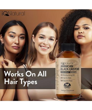 iQ Natural Jamaican Black Castor Oil 100% Pure Cold Pressed - Coconut Scented (4oz) | Hair Growth, Skin Conditioning, Scalp, Nail & Hair Oil - Buy Online on SooperMarket.com