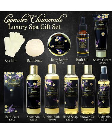 Mother's Day Spa Basket: Lavender Chamomile Natural Spa Bath Set - Aromatherapy Luxurious Bath Gift Set - 8 Piece Home Spa Kit - Best Relaxing Gift Basket for Mom - Buy Online on SooperMarket.com