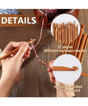 Handmade Wooden Yarn Bowl with 12 Crochet Hooks - Dark Brown 7x7x3 Inch - Crocheting & Knitting Storage and DIY Crafts Tools - Buy Online on SooperMarket.com