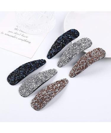 Shimmering Rhinestone Hair Clips - Pink Blue Gray Crystal Snap Barrettes for Women & Girls | Ideal for Party, Wedding & Daily Wear - Buy Online on SooperMarket.com
