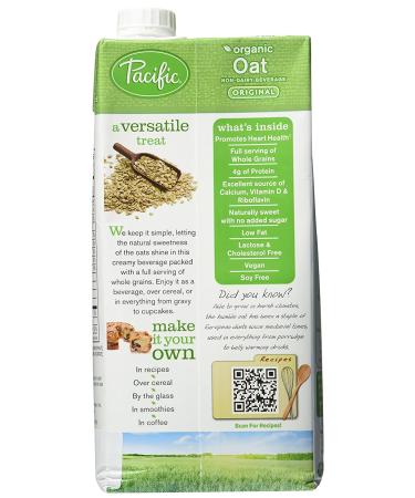 Organic Oat Beverage 32oz Pack of 2 - Pacific Natural Foods Original - Buy Online on SooperMarket.com