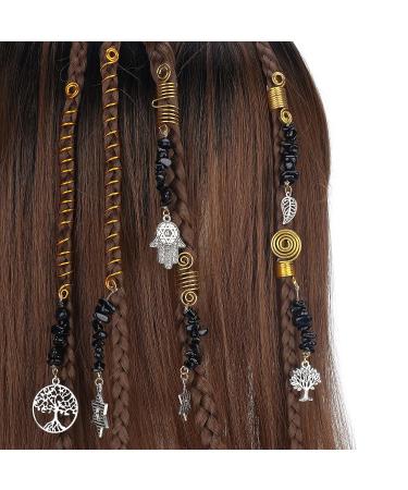 FRESHME Hair Clips for Braids Set - 6pcs Black Crystal Hair Jewelry Beads for Women and Girls - Medieval Viking Costume Decorations - Buy Online on SooperMarket.com