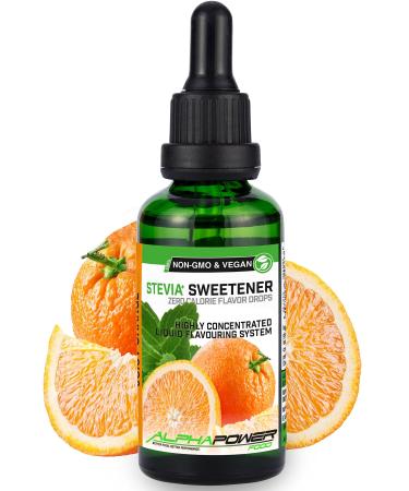 Alphapower Food |Stevia sugar -free flavor drops orange juice |100% natural liquid aroma + sugar replacement for water muesli desserts smoothies natural orange aroma 50 ml (1 Pack)