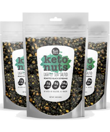 Black Edamame dry roasted edamame snacks (sea salt) High protein snacks low carb low sugar. Vegan keto snacks zero carb no sugar. Young soybeans by Keto Naturals (3 Packs) 14 Gram (Pack of 3)