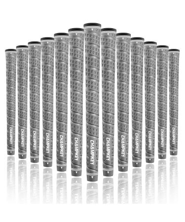 CHAMPKEY WRAP-Y Rubber Golf Grips 13 Pack (Do Not Include 15 Tapes) - All Weather Performance High Feedback and Traction Golf Club Grips Midsize Gray