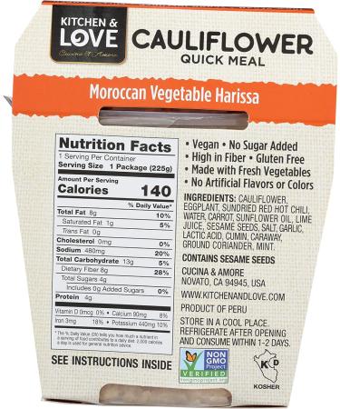 Kitchen & Love Moroccan Vegetable Harissa Cauliflower Quick Meal - Single Pack - Buy Online on SooperMarket.com