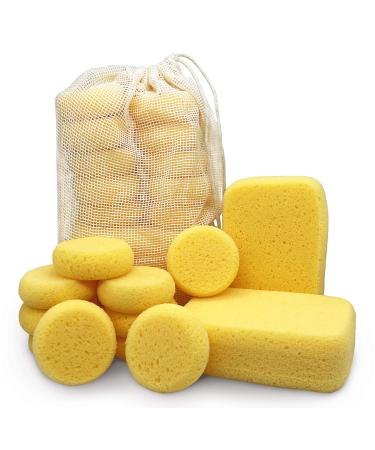 Premium Synthetic Horse Tack Sponges - with Cotton Bag 12pc Value Pack for Saddles Bridles Boots and Leather Care (2x Rectangular 10x Round) by Equus Constantia