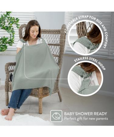 Comfy Cubs Muslin Nursing Cover - Soft & Breathable Cotton Apron for Breastfeeding - Rigid Hoop for Easy Feeding - Cedar Fern - Buy Online on SooperMarket.com