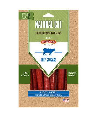 Old Wisconsin Natural Cut Beef Sausage Snack Sticks Naturally Smoked Ready to Eat High Protein Low Carb Keto Gluten Free No Preservatives or Nitrates 6 Ounce