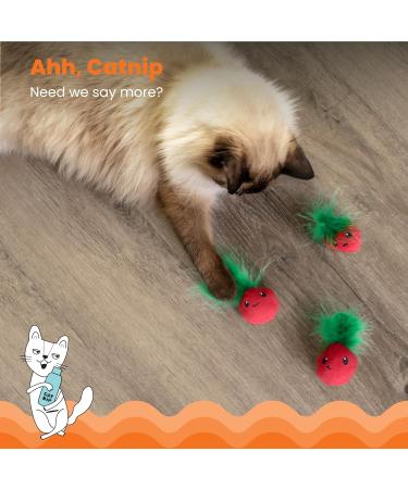 Petstages Straw-Babies Dental Care Toy for Cats | Catnip-Infused Mesh Material | Pack of 3 Pink Strawberries - International Shipping Available - Buy Online on SooperMarket.com