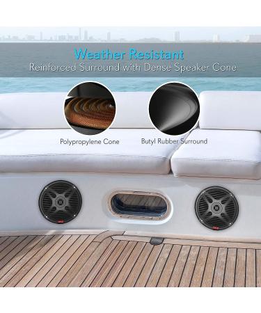 Pyle 6.5 Inch Bluetooth Marine Speakers - Weather Resistant Outdoor Audio System, 600W Power, Low Profile Design - Black, 1 Pair - Buy Online on SooperMarket.com