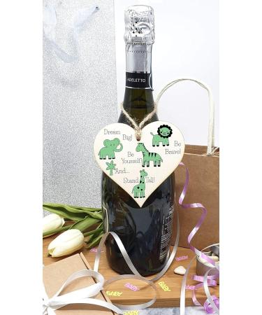 Plum Penguin Handmade Wooden Hanging Heart Plaque: Be Brave, Dream Big, Be Yourself - Green Safari Animals Nursery Wall Decoration - New Baby Gift - Buy Online on SooperMarket.com