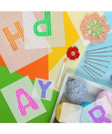 Clear Plastic Mesh Canvas Sheets Set with Large Eye Stitching Needles for Embroidery Craft - 8 Pieces in Various Sizes - Buy Online on SooperMarket.com