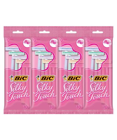 BIC Silky Touch Women's Twin Blade Disposable Razor, 10 Count - Pack of 4 (40 Razors) 10 Count (Pack of 4)