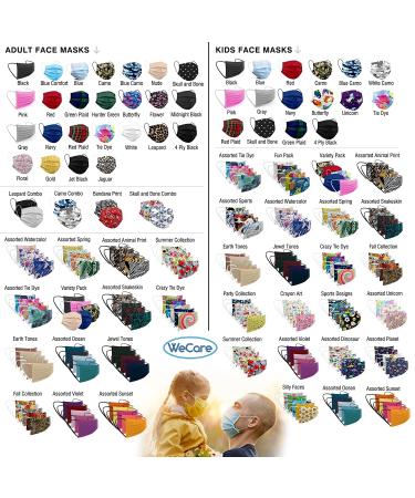 WeCare Disposable Face Mask - 50 Pack, Assorted Ocean Tone Solid Color Print Masks - 3 Ply Ocean Tones - Buy Online on SooperMarket.com