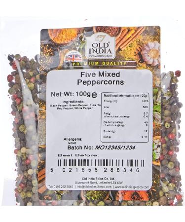 Old India Five Mixed Peppercorns 100g - Premium Blend for Superior Flavour (Pack of 1) - Buy Online on SooperMarket.com