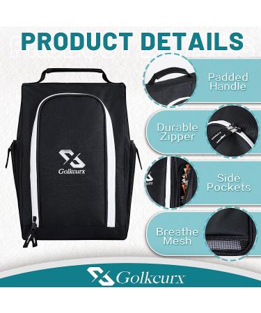 Golkcurx Golf Shoe Bag for Travel - Zippered Sport Shoe Carrier with Accessory Pockets (Black) - Buy Online on SooperMarket.com