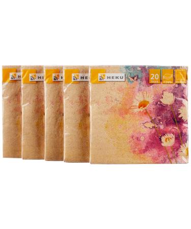 HEKU 100 napkins 3-layer 33x33cm Flowers Nature I sucking and practical packed I Made in Europai Ideal for special occasions 33x33cm Flowers Nature