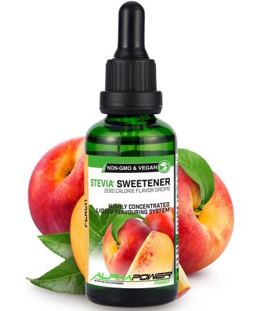 Alphapower Food |Stevia sugar -free flavor drops peach |100% natural liquid aroma + sugar substitute for water muesli desserts smoothies natural peach aroma 50 ml (1 Pack)