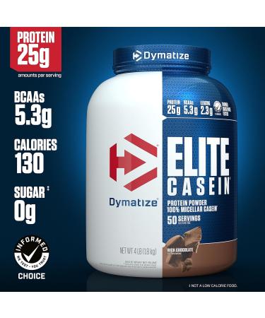 Dymatize ISO100 Hydrolyzed Protein Powder 100% Whey Isolate Protein 25g of Protein 5.5g BCAAs & Elite Casein - Chocolate 4lb - Buy Online on SooperMarket.com