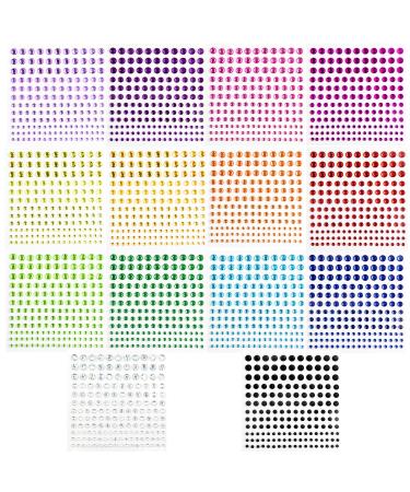 2310 PCS Self Adhesive Rhinestone Gem Stickers for Face Nail Body Makeup Festival 4 Size 14 Sheets Bling Jewels Stickers for Kids DIY Craft Card Decorations